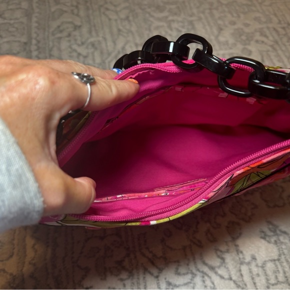 Vera Bradley EdithFloral Rose Pink Red Hobo Chain handle purse - Picture 6 of 10